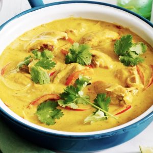 Mango Chicken Combo Served with complimentary long grain Basmati Rice separately, Butter Naan & Soft Drink